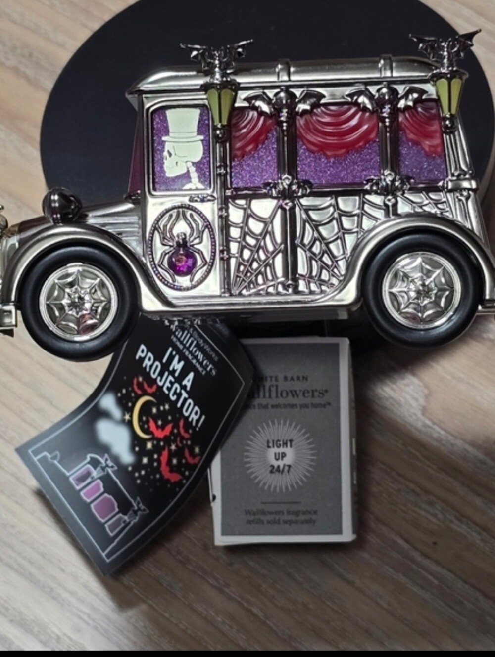 Bath & Body Works White Barn Halloween Hearse Wallflower Projector NWT
